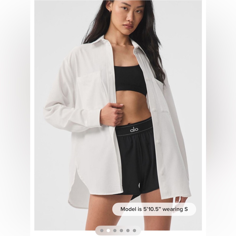 NWT ALO Dreamscape Button Down Shirt White Sz Medium Long